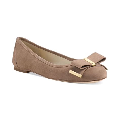 brown michael michael kors kiera ballet flat women's mk signature|Michael Kors flats for women.